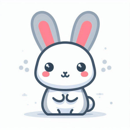 Cute cartoon rabbit. Vector illustration in a flat style on a white background.のイラスト素材