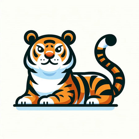 Cute tiger icon. Vector illustration. Isolated on white background.のイラスト素材