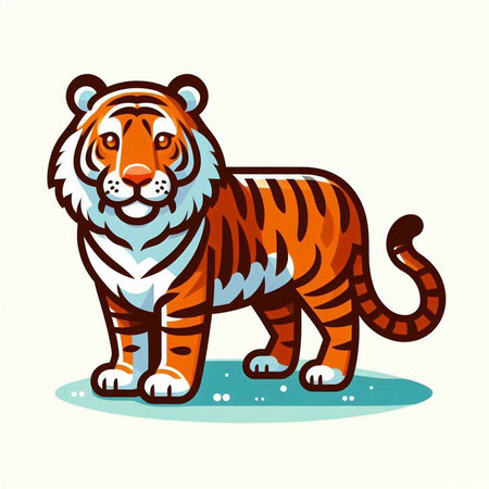 Vector illustration of a tiger on a white background. Cartoon style.のイラスト素材