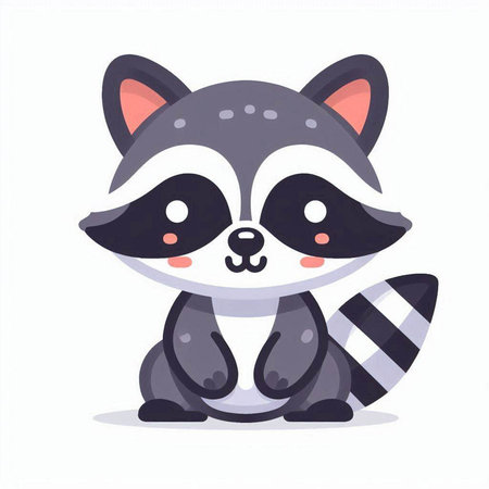 Cute raccoon vector illustration. Cute cartoon animal character.のイラスト素材