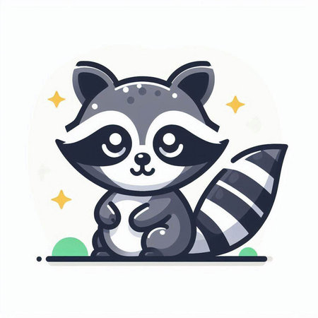 Cute raccoon vector illustration. Cute cartoon raccoon character.のイラスト素材