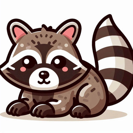 Cute raccoon cartoon vector illustration isolated on a white background.のイラスト素材