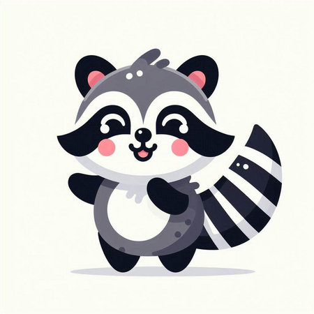 Cute raccoon cartoon vector illustration. Cute raccoon character.のイラスト素材