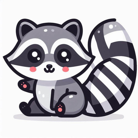 Cute raccoon cartoon. Vector illustration in a flat style.のイラスト素材