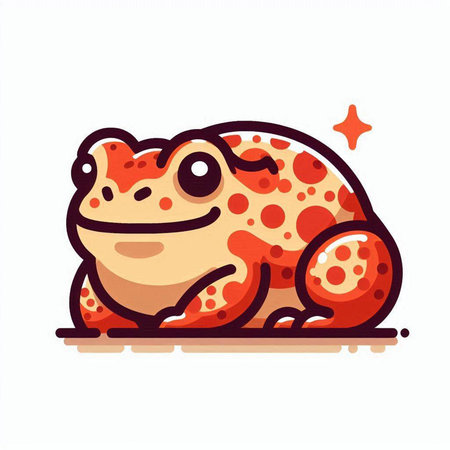 Cute cartoon frog isolated on a white background. Vector illustration.のイラスト素材