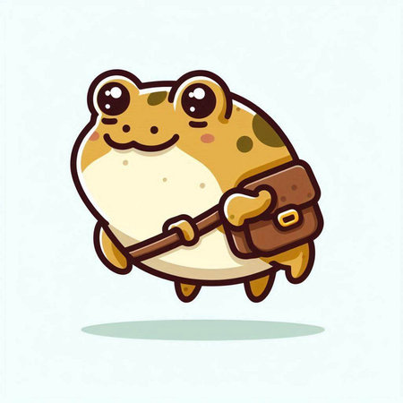 Frog with a suitcase. Vector illustration. Cute cartoon character.のイラスト素材