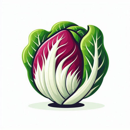 Vector illustration of chinese cabbage on white background. Isolated.のイラスト素材