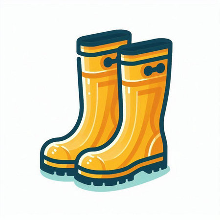 Rubber boots isolated on a white background. Vector illustration in cartoon style.のイラスト素材