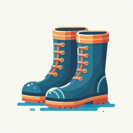 Rubber boots. Vector illustration of a pair of rubber boots.のイラスト素材
