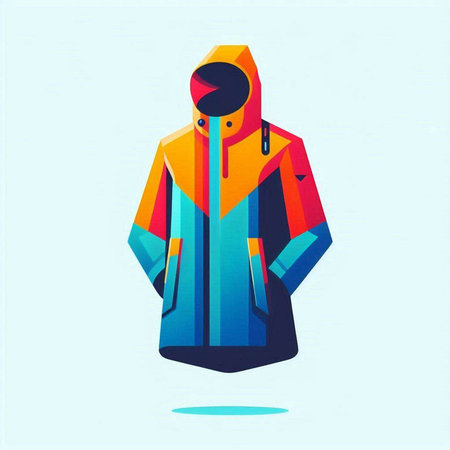 Illustration of a winter jacket on a blue background. Vector illustrationのイラスト素材