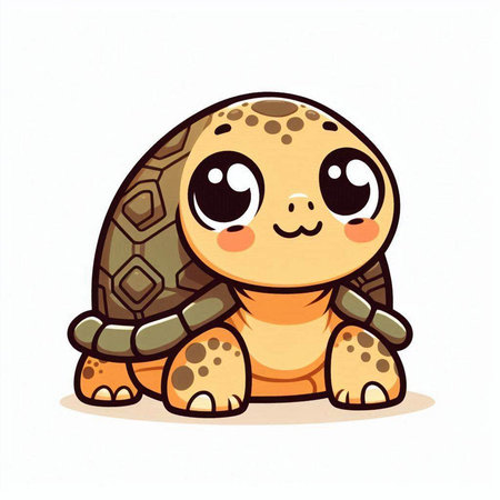 Cute cartoon turtle. Vector illustration isolated on a white background.のイラスト素材