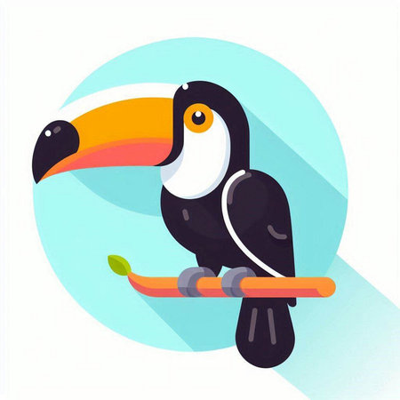 Toucan flat icon. Vector illustration, eps 10.のイラスト素材
