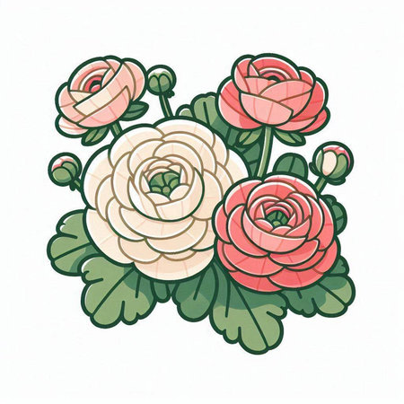 Vector illustration of a bouquet of roses on a white background.のイラスト素材