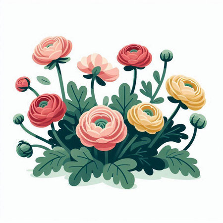 Floral bouquet isolated on white background. Hand drawn vector illustration.のイラスト素材