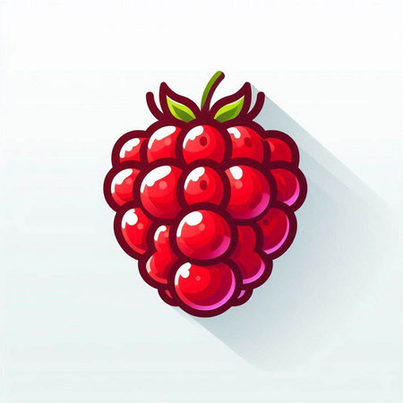 Raspberry icon, vector illustration. Flat design style with long shadowのイラスト素材