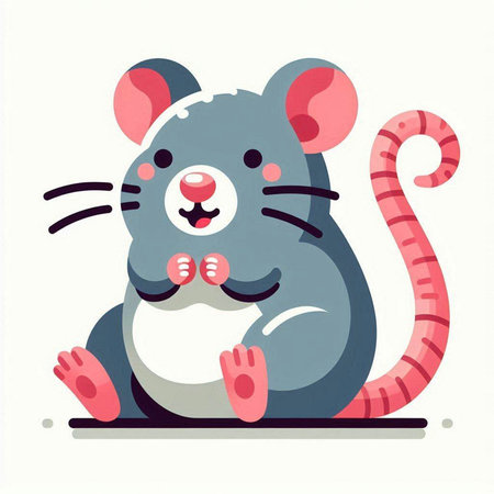 Cute mouse. Vector illustration in flat style. Isolated on white background.のイラスト素材