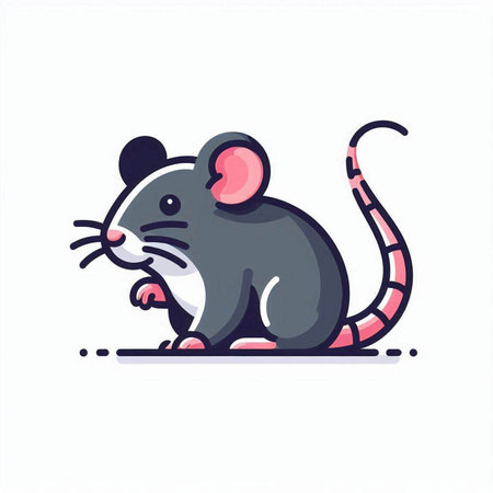 Cute rat. Vector illustration. Isolated on white background.のイラスト素材