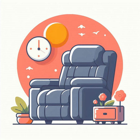 Comfortable armchair in the living room. Flat style vector illustration.のイラスト素材