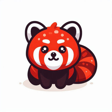 Cute red panda isolated on white background. Vector illustration.のイラスト素材