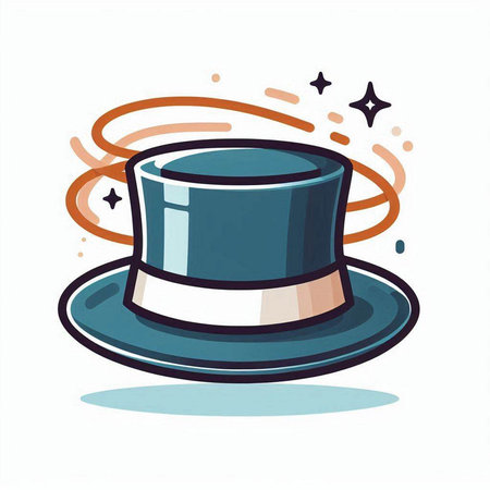 Vector illustration of a top hat in flat style on white background.のイラスト素材