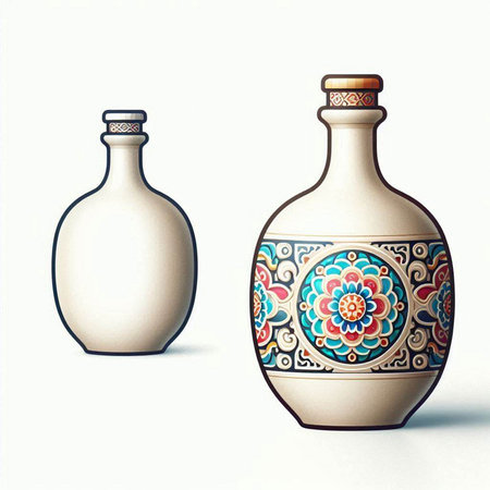 Ceramic vase and vase on a white background.のイラスト素材