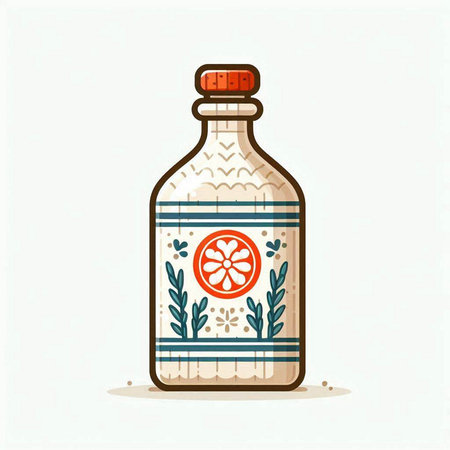 Hand drawn vector illustration of a bottle with a message in it.のイラスト素材