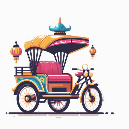 Tuk Tuk, traditional indian taxi. Vector illustration.のイラスト素材