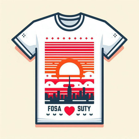 T-shirt design with the image of the city. Vector illustrationのイラスト素材