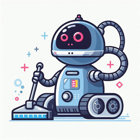 Robot vacuum cleaner. Vector illustration of a cute cartoon robot.のイラスト素材
