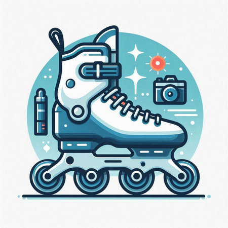 Roller skates icon. Vector illustration of roller skates.のイラスト素材