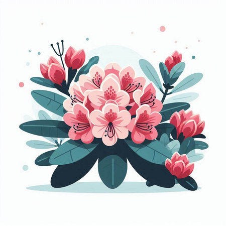 Bouquet of pink rhododendrons. Vector illustration.のイラスト素材
