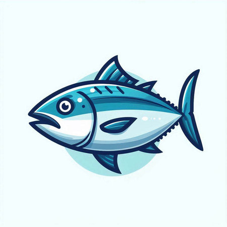 Vector illustration of a tuna fish on a white background. Seafood.のイラスト素材