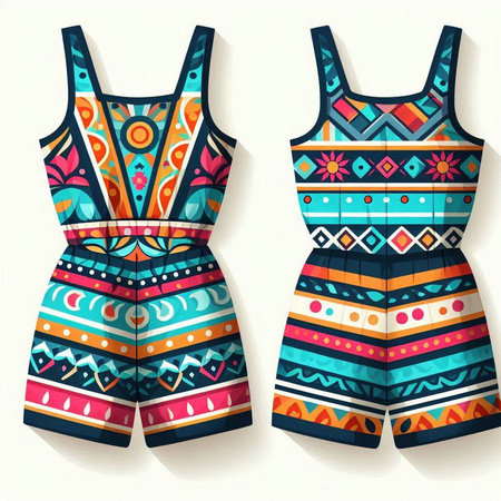 Women's summer dress with a pattern. Vector illustration. Eps 10.のイラスト素材