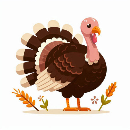 Vector illustration of a turkey isolated on a white background. Happy Thanksgiving.のイラスト素材
