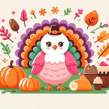 Cute owl on the background of autumn landscape. Vector illustration.のイラスト素材