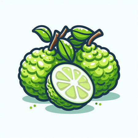 Bergamot fruit, vector cartoon illustration isolated on white background.のイラスト素材