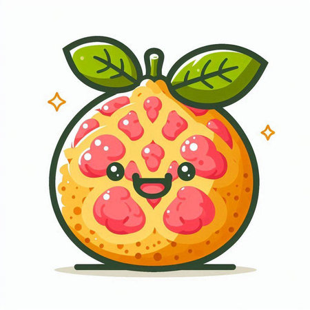 Cute cartoon pomegranate fruit character. Vector illustration.のイラスト素材