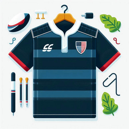 Soccer jersey with the colors of the United States flag. Vector illustrationのイラスト素材