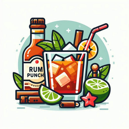 Cocktail icon. Vector illustration in a flat cartoon style.のイラスト素材