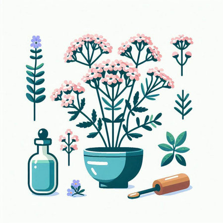 Flowers in a pot, aromatherapy, vector illustration.のイラスト素材