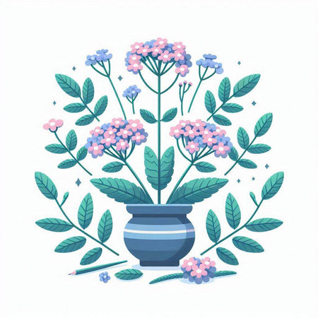 Bouquet of flowers in a vase. Vector illustration.のイラスト素材