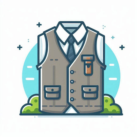 Fashion man suit vector icon, flat design, thin line iconのイラスト素材
