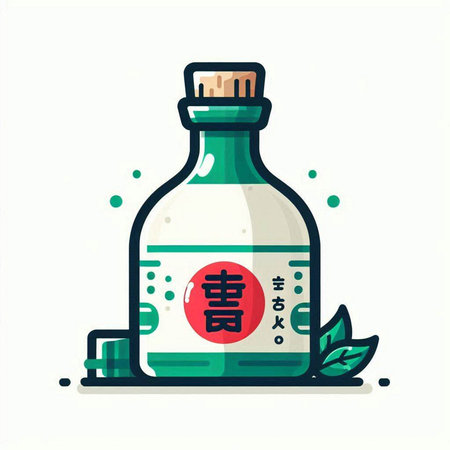 Illustration of a bottle of sesame oil. Vector illustration.のイラスト素材