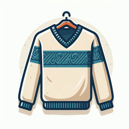 Vector illustration of a sweater with a pattern on a hanger.のイラスト素材