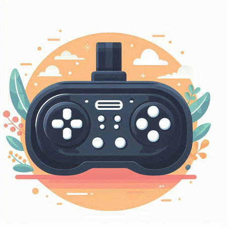 Gamepad in flat style. Video game controller. Vector illustration.のイラスト素材