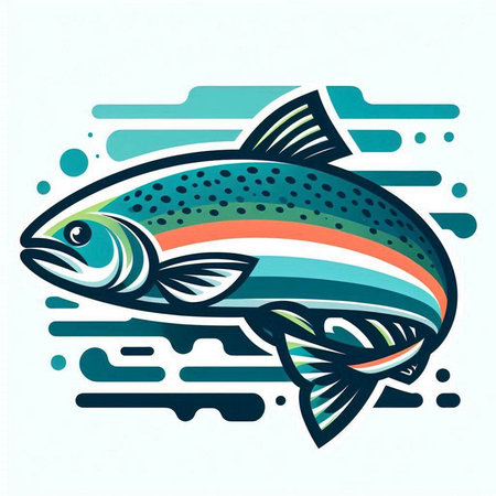 Vector illustration of salmon fish, seaweed, fruits and vegetables.のイラスト素材