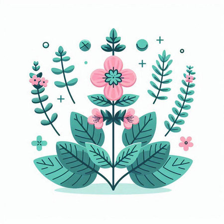 Cute Floral Vector Illustration. Hand Drawn Design Element.のイラスト素材