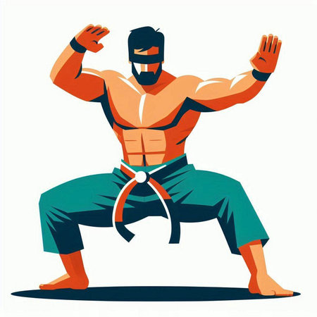 Kung fu master. Martial arts. Vector illustration in cartoon styleのイラスト素材