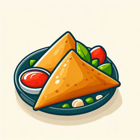 Nachos. Traditional mexican food. Vector illustration.のイラスト素材
