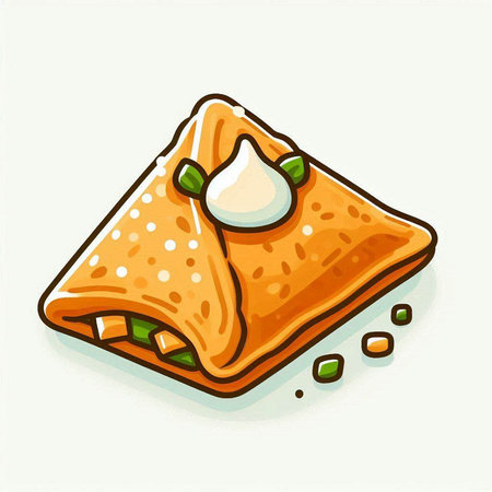 Illustration of a crepe with sour cream on a white backgroundのイラスト素材